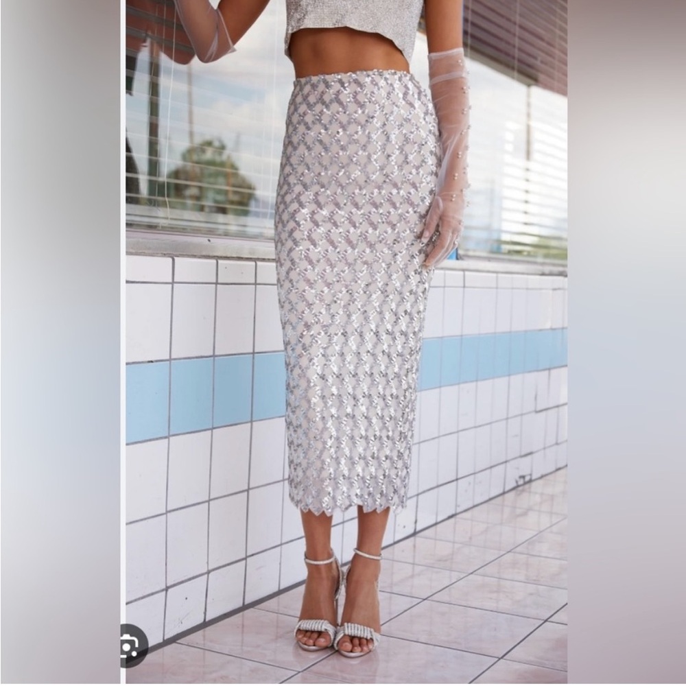 NWT 12th Tribe Brittany Sequin Midi Skirt